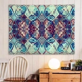 Arazzo marmoreo astratto con motivi a vortice psichedelici in blu e viola per pareti - 90x60cm / Motivo psichedelico blu ciano viola (5)
