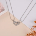 Herz-Puzzle-Halskette aus Titanstahl mit I Love You Gravur und weißem Kristallbesatz - Silber Herz Paar