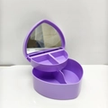 Detail of purple heart-shaped double-layer jewelry box with mirror and compartments - Candy Purple