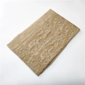 Detailed embroidery of paisley patterns on beige cashmere-like scarf with fringe detail - Camel