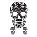Sugar skull temporary tattoo sheet featuring large and small black gothic skull designs - 60*105mm / Day of the Dead Sugar Skull Style(WW-45)