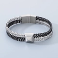 Men's hip hop scale chain bracelet in silver and black stainless steel with magnetic clasp - Style B Silver + Matte Black (KB151042-KLHQ)