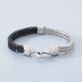 Men's hip hop fish scale bracelet in two-tone black and silver stainless steel design - Style A Silver + Black (KB150681-KLHQ)