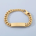 Bracciale cubano in acciaio inossidabile dorato con piastra ID spazzolata per incisione - Stile A (10mm) / Oro Spazzolato