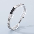 Bracciale a catena serpente intrecciata in acciaio inossidabile argento e nero con chiusura - Stile Maglia Argento e Nero (KB146631-KLHQ)