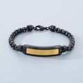 Men's titanium steel box chain bracelet featuring black and gold decorative plaque - Black with Gold Plate (KB167901-KLHQ)