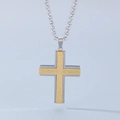 Minimalistische roestvrijstalen kruisketting in tweekleurig zilver en mat goud - Goud (KN199330-KLHQ)
