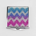 Detailed view of square folding mirror with gradient blue and pink rhinestones decoration - Wave