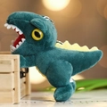 Cute dark green plush dinosaur keychain with yellow spikes and a metallic ring - Approx. 14cm / Blue