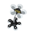 Black car phone holder with silver flexible arm and ten flower-shaped suction cups - Black