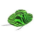 Chapeau de cowboy vert fluo avec rayures zébrées et cordon de serrage réglable - Taille Unique / Zèbre Noir Vert