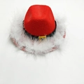 Miniature red cowboy hat with white feather trim and gold buckle for pet party - Denim / Red Christmas