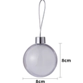 Pallina di Natale trasparente da 8cm con cappuccio argento e cordino per decorazioni - Grande Ornamento Natalizio Rotondo - Fronte-Retro