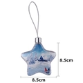 Addobbo natalizio a stella con scena innevata e indicazione della misura 8,5 cm - Ornamento Natalizio Stella a Cinque Punte - Fronte-Retro