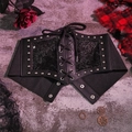 Gothic black leather lace-up corset belt with rivet details and sequin trim decoration - Sequin Lace Up Style