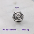 Retro silver stainless steel skull bead for DIY bracelets with 5.2mm hole size - Classic Realistic Skull (KLJ9086-KJX)