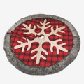 48 Zoll Weihnachtsbaumrock mit rot-schwarzem Karomuster, Schneeflocke und grauem Plüschrand - Rot-Schwarz Kariert Großer Schneeflocken-Stil
