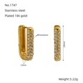 Boucles d'oreilles en U en acier inoxydable plaqué or 18k avec accents en strass - Style géométrique en forme de U doré (ZE1747G) / Or 18K