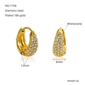 Minimalistische 18k vergoldete Edelstahl-Creolen mit Mikro-Strass-Besatz, 13 mm - Klein (13mm) / Gold