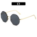 Retro randlose Sonnenbrille mit dunkelgrauen Gläsern und goldenem Metallrahmen, C1 - Goldrahmen Schwarzgrau
