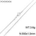 Collar de cadena veneciana de acero inoxidable plateado con cierre de langosta, largo 55 cm - Plata 1.5mm x 550mm (KN230389-Z)