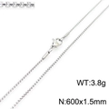 Cadena de acero inoxidable plateada 600x1,5mm 3,8g variante para colgante - Plata 1.5mm x 600mm (KN230390-Z)