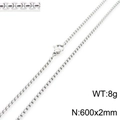Silver stainless steel box chain necklace with lobster clasp 600x2mm 8g specification - 600x2mm / Steel