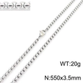 Classic silver stainless steel pearl bead chain necklace sized 550x3.5mm and 20g - 550x3.5mm / Steel