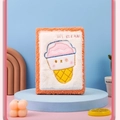 Funda de cuaderno de felpa con bordado de helado en colores naranja y blanco - Estilo de Cono de Helado / Naranja (Cono/Helado)