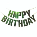 Metallic dark green HAPPY BIRTHDAY banner with glitter finish for party decoration - Green Glossy Birthday