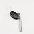 133dB personal safety alarm in black with flashlight, keychain and lanyard on white background - Black