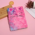 Cute pink and purple plush cat diary with sequin ears and embroidery on a pink background - Pink & Purple Gradient