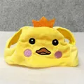 Cute yellow plush duck pet headband with orange crown and cartoon face embroidery - Duck