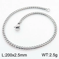 Pulsera de cadena cubana de acero inoxidable plateado pulido con cierre de langosta, 2.5mm - 2.5mm(KB180260-Z) / Color Acero