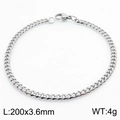 Zilveren roestvrijstalen Cubaanse schakelarmband met karabijnsluiting, 200x3,6mm - 3.6mm Staal