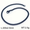 Pulsera de eslabones cubanos de acero inoxidable negro para hombre y mujer, 200x2,5mm - 2.5mm(KB180259-Z) / Negro