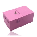 Pink wooden Useless Box novelty toy with metal toggle switch and matte finish - Pink Wood (No Logo)