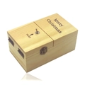 Useless Box wooden novelty toy with Merry Christmas engraving and toggle switch - Light Wood (Merry Christmas)