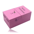 Pink wooden Useless Box with Merry Christmas print and metal toggle switch toy - Pink Wood (Merry Christmas)