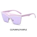 Modische Oversize Katzenaugen-Sonnenbrille mit lila Rahmen und lila Gläsern für Damen - Violetter Rahmen / Violette Gläser