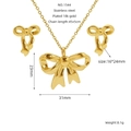 Detailed view of 18k gold plated stainless steel bow necklace and earrings set dimensions - Bow Knot Design (Z1544G)