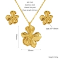 Detail view of 18K gold plated stainless steel floral necklace and earrings jewelry set - Five-Petal Flower Texture (Z1545G)