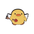 Broche mignonne en forme de poussin en émail métallique avec flèche de cœur sur fond blanc - Style Canard Ange Cupidon (QHXZ2861)