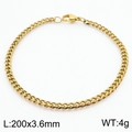 Pulsera cubana dorada de acero inoxidable pulido, de 200 mm de largo y 3,6 mm de ancho - 3.6mm(KB180261-Z) / Dorado