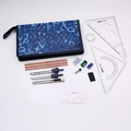 Professional drafting tools set in a blue zipper case for students and engineers - Model 5035 Alloy Compass Set with Sharpener