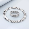 Set coordinato collana e bracciale a catena cubana 24mm in acciaio inossidabile argento lucido - Set Acciaio Opaco