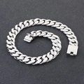 Bracelet cubain 24mm en acier inoxydable argenté avec fermoir à boîte carrée - 60CM / Acier Lisse