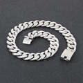 Collier chaîne cubaine 24mm en acier inoxydable argenté poli avec fermoir à clapet - 60CM / Acier Mat