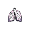 Cartoon Lunge Emaille-Pin in Pink und Lila mit BREATHE-Text für medizinische Mode - Lunge (BREATHE) / Rosa-Lila