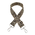 Adjustable leopard print wide shoulder strap with silver hooks for crossbody bags - Beige Leopard + Silver Buckle